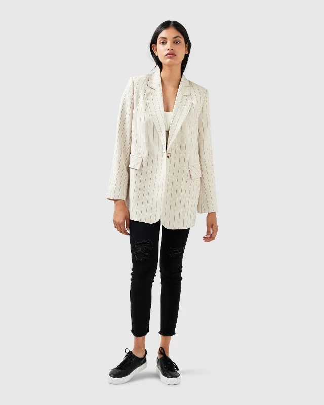 Love & Mercy Striped Blazer | Women | Beige Fashionable unclassified dresses