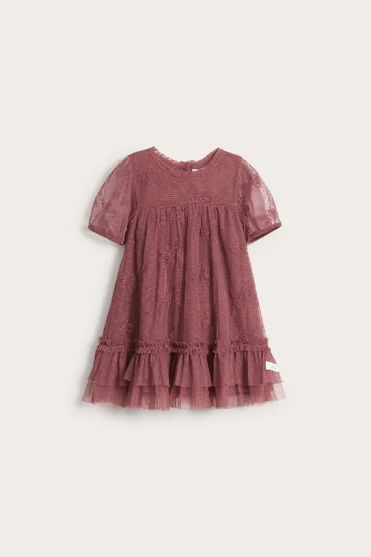 Baby red embroidered mesh dress Long unclassified dresses