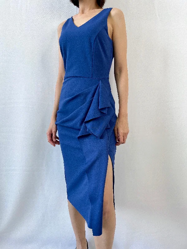 Jewel Ruffle Dress in Blue Backless unclassified dresses