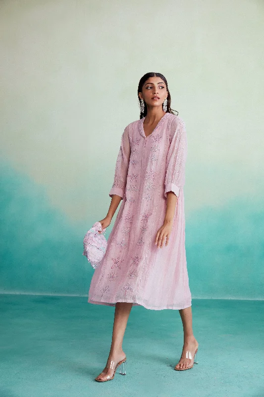 Blushine dress - Orchid Pink Hand embroidered Dress Lounge unclassified dresses