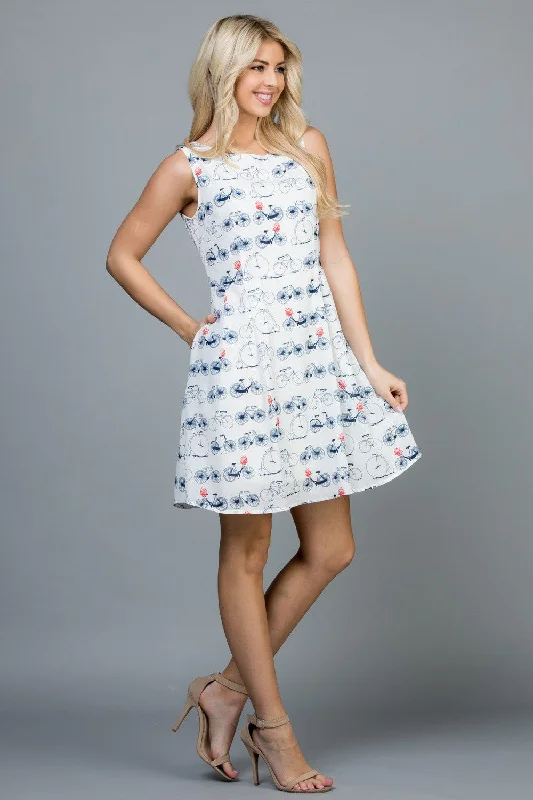 Bicycle Print Dress w/ Pockets Y2K unclassified dresses