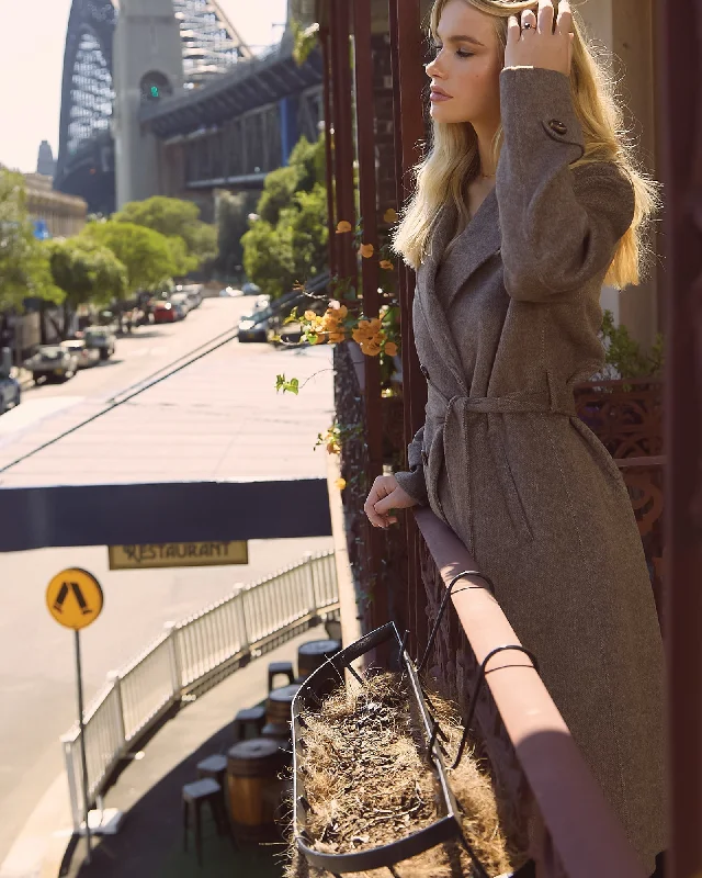 Front Runner Belted Coat | Women | Walnut Velvet unclassified dresses
