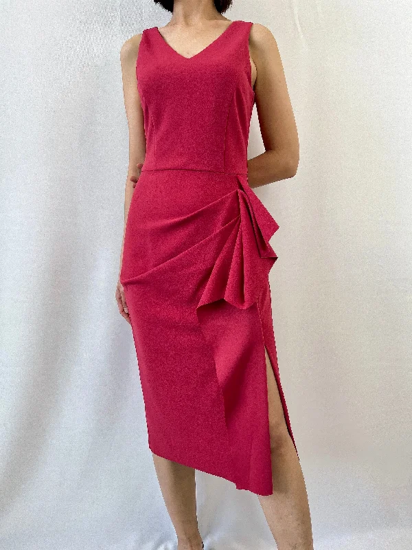 Jewel Ruffle Dress in Rose Ruched unclassified dresses