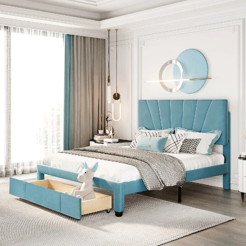 Queen Size Platform Bed with a Big Drawer