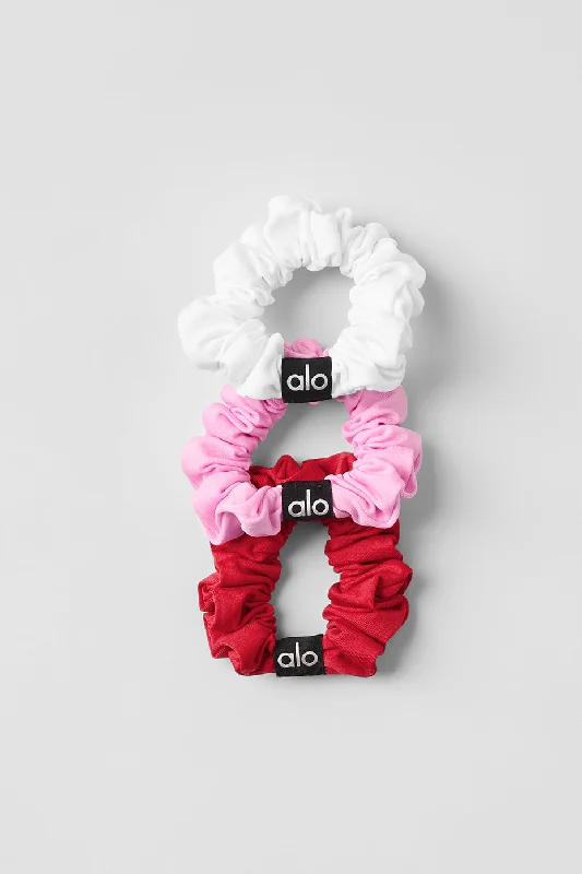 Fresh Mini Scrunchie 3-Pack - Bold Red/Sweet Pink/White