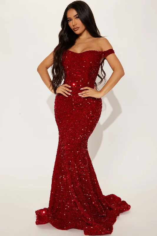 Alora Sequin Maxi Gown - Red