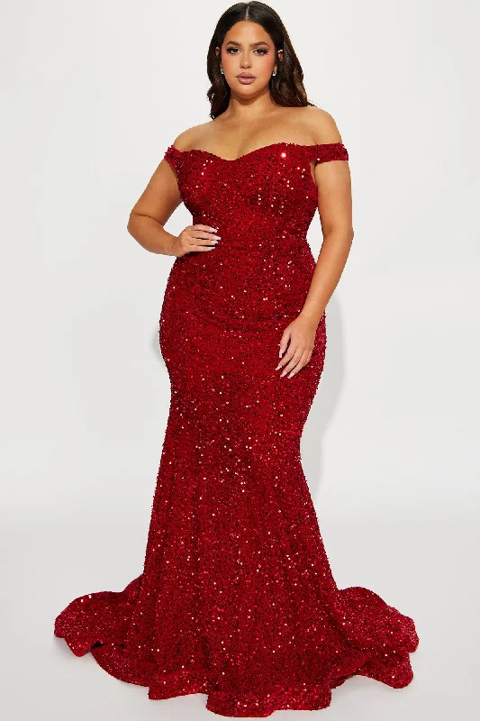 Alora Sequin Maxi Gown - Red