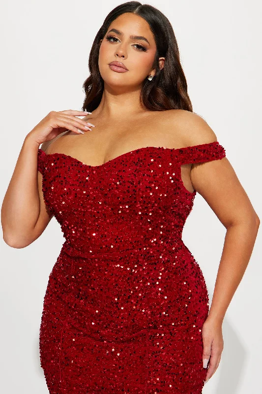 Alora Sequin Maxi Gown - Red