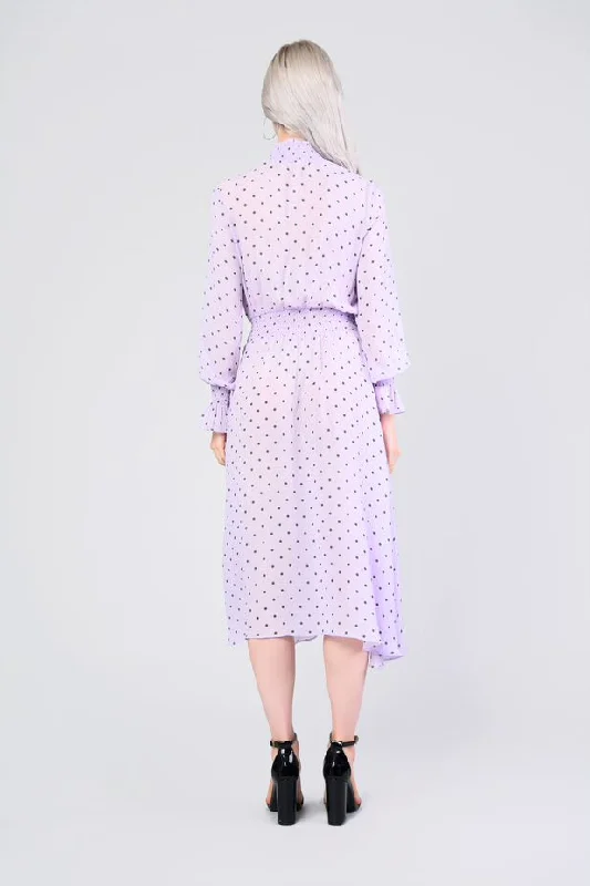 Glamorous Lilac Green Polka Dot Print Midi Dress