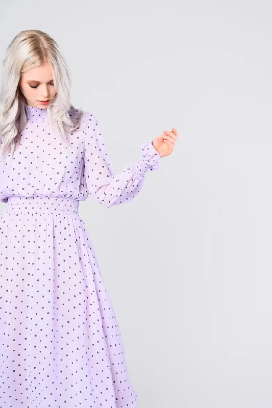 Glamorous Lilac Green Polka Dot Print Midi Dress