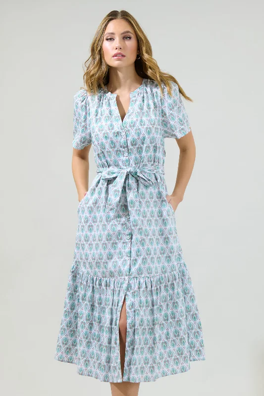 Pilar Cora Button Up Midi Dress