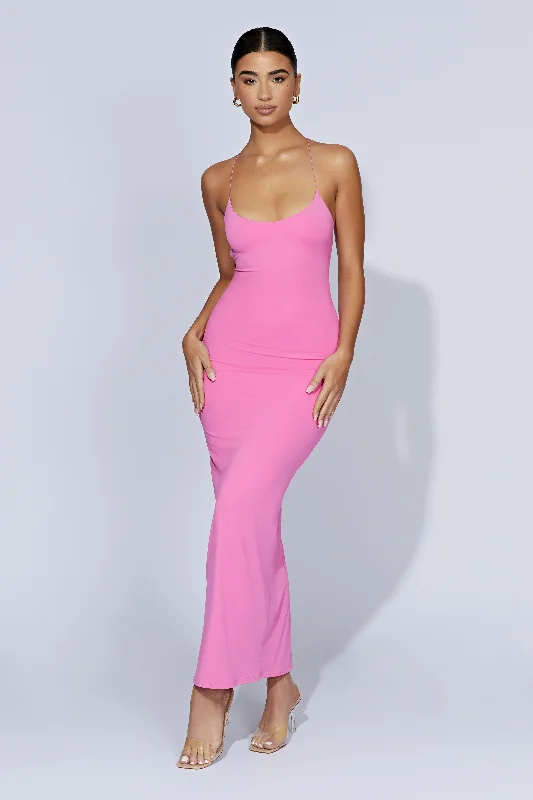 Sabine Backless Maxi Dress - Bubblegum Pink