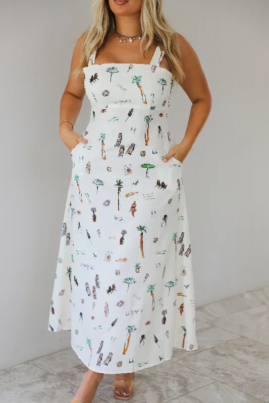 The Jet Set Maxi Dress: Cream/Multi