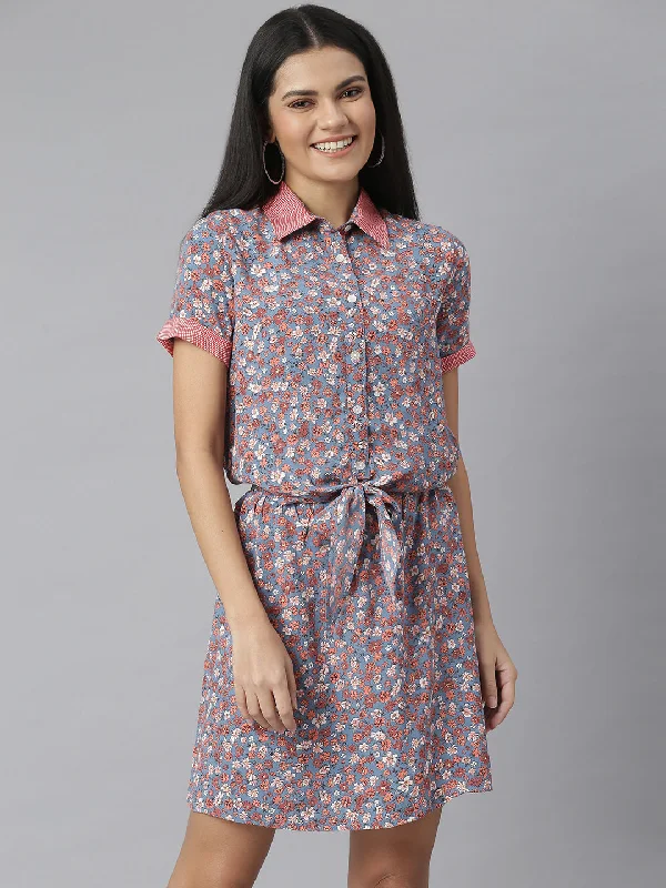 Women's Floral Tie Knot Dress -Stylestone