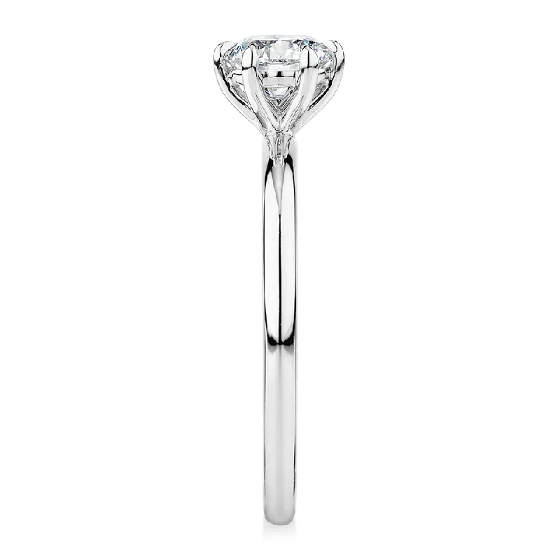 Premium Certified Laboratory Created Diamond, 0.70 carat round brilliant solitaire engagement ring in 18 carat white gold