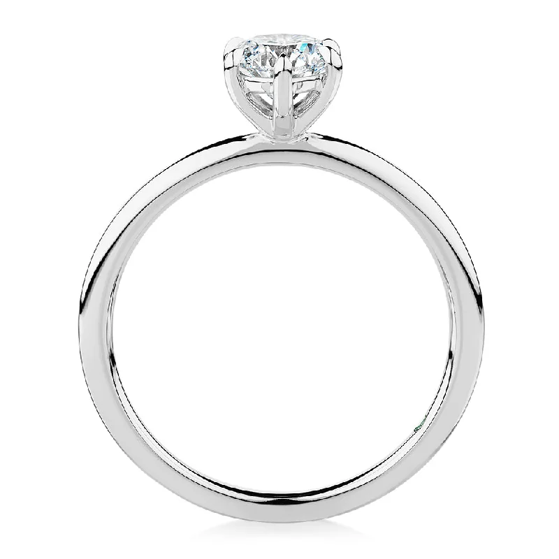 Premium Certified Laboratory Created Diamond, 0.70 carat round brilliant solitaire engagement ring in 18 carat white gold